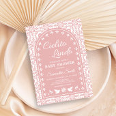 Pink Cielito Lindo Papel Picado Baby Shower 招待状