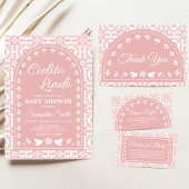 Pink Cielito Lindo Papel Picado Baby Shower 招待状