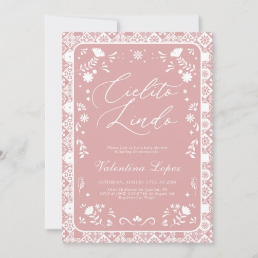 Pink Cielito Lindo Talavera Baby Shower 招待状 (正面)