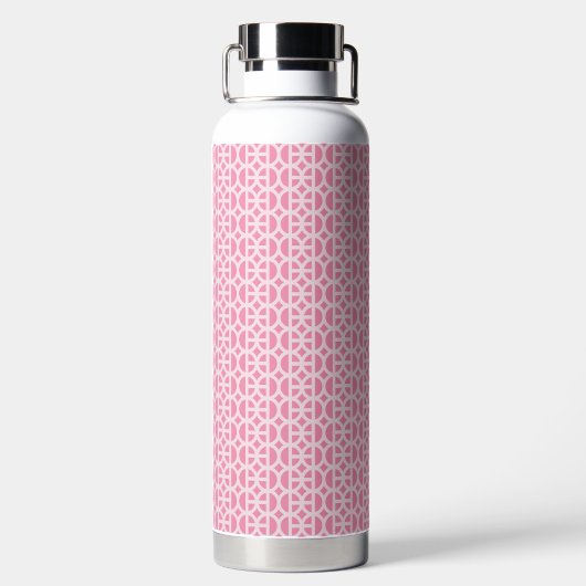 Pink Circle Pattern Water Bottle ウォーターボトル (背面)