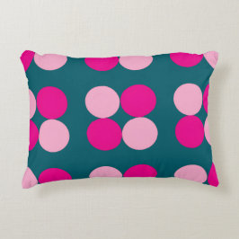 Pink Circles on Green Accent Pillow アクセントクッション