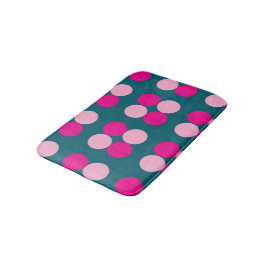 Pink Circles on Green Bath Mat バスマット