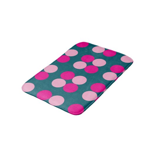 Pink Circles on Green Bath Mat バスマット (アングル)