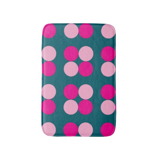 Pink Circles on Green Bath Mat バスマット (正面縦)