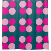 Pink Circles on Green Shower Curtain シャワーカーテン (正面)
