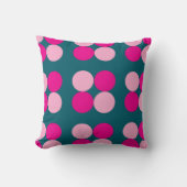 Pink Circles on Green Throw Pillow クッション (正面)