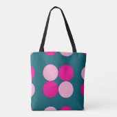 Pink Circles on Green Tote トートバッグ (裏面)