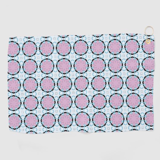 Pink circular geometric patterned  ゴルフタオル (横)