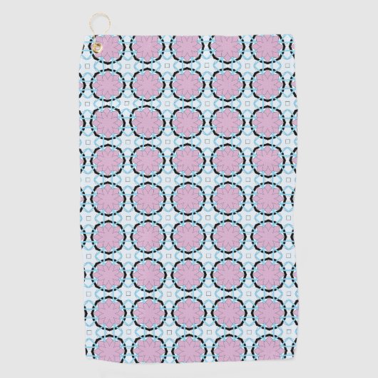 Pink circular geometric patterned  ゴルフタオル (正面)