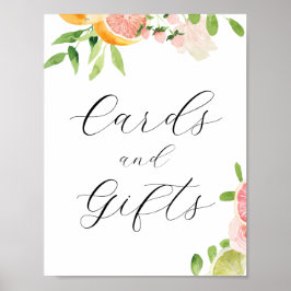 Pink Citrus Cards and Gifts Sign ポスター