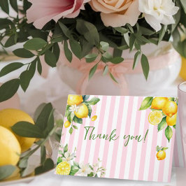 Pink Citrus Lemons Baby Shower Thank You Card サンキューカード
