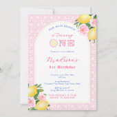 Pink Citrus Main Squeeze Girl's 1st Birthday Party 招待状 (正面)