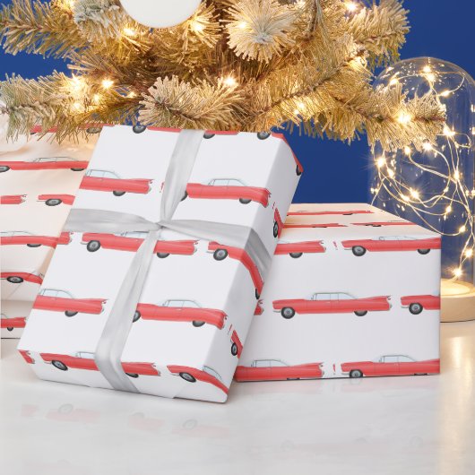 PINK CLASSIC CAR CADDY CHRISTMAS WRAPPING PAPER ラッピングペーパー (クリスマス)