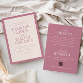 Pink Classic Elegant Double-Sided Wedding  招待状