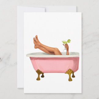 Pink Clawfoot Bathtub Art Print – Glam Self Care W 招待状