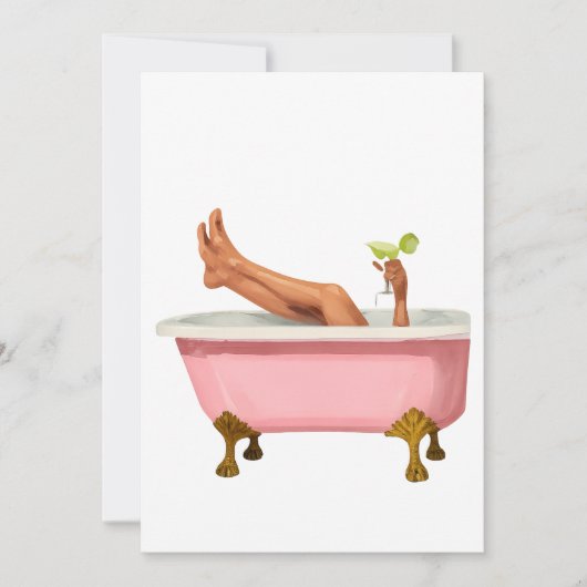Pink Clawfoot Bathtub Art Print – Glam Self Care W 招待状 (正面)