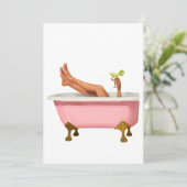 Pink Clawfoot Bathtub Art Print – Glam Self Care W 招待状 (スタンド正面)