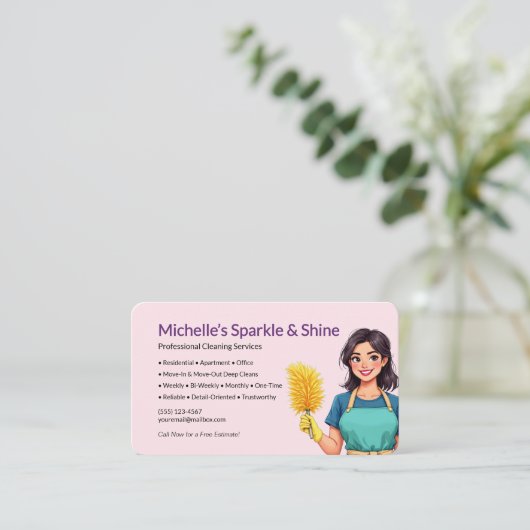 Pink Cleaning Service 名刺 (スタンド正面)