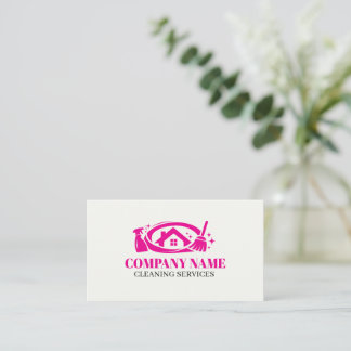 Pink Cleaning Service House Professional Cleaning 名刺