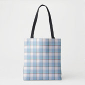 Pink Cloud and Blue Lagoon Plaid トートバッグ (正面)