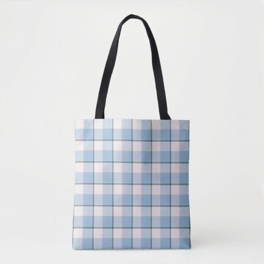 Pink Cloud and Blue Lagoon Plaid トートバッグ (正面)