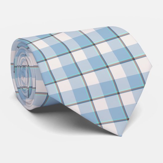 Pink Cloud and Blue Lagoon Plaid Neck Tie ネクタイ (ロール)
