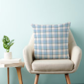 Pink Cloud and Blue Lagoon Plaid Throw Pillow クッション (椅子)