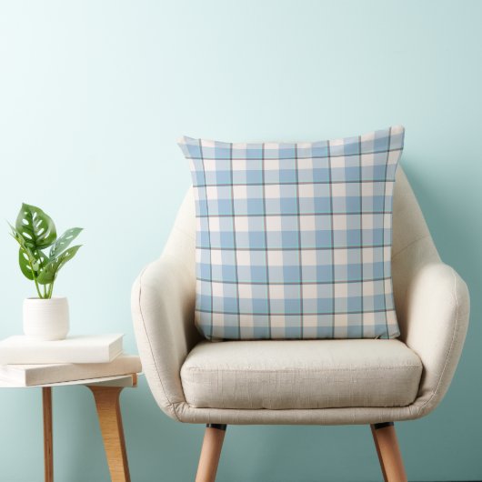 Pink Cloud and Blue Lagoon Plaid Throw Pillow クッション (椅子)