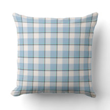 Pink Cloud and Blue Lagoon Plaid Throw Pillow