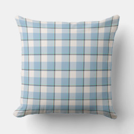 Pink Cloud and Blue Lagoon Plaid Throw Pillow クッション