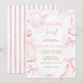Pink Cloud Bow Baby Shower Invite 招待状 (正面/裏面)