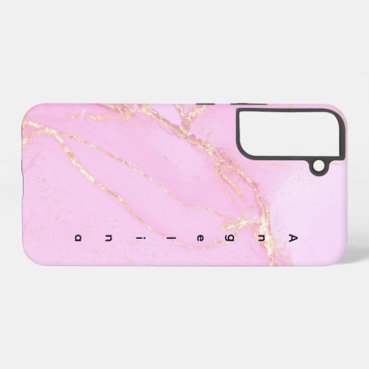 Pink Cloud Gold Glitter Personalize Samsung Galaxyケース (裏面横)