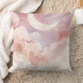 Pink Cloud & Moon Throw Pillow – Lullaby QR Code クッション (ブランケット)