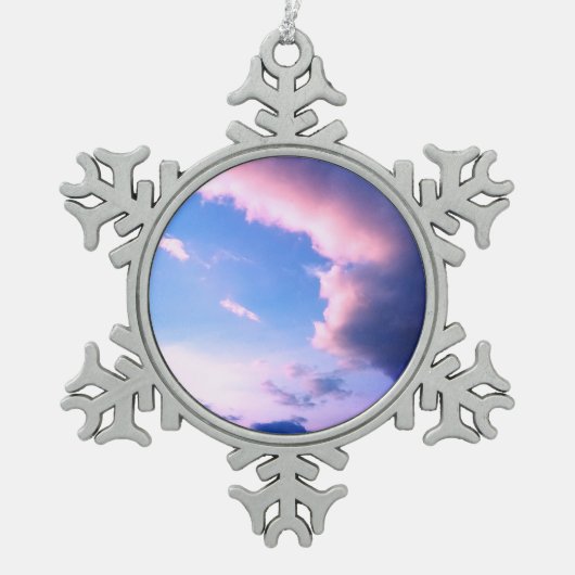 Pink clouds スノーフレークピューターオーナメント (正面)