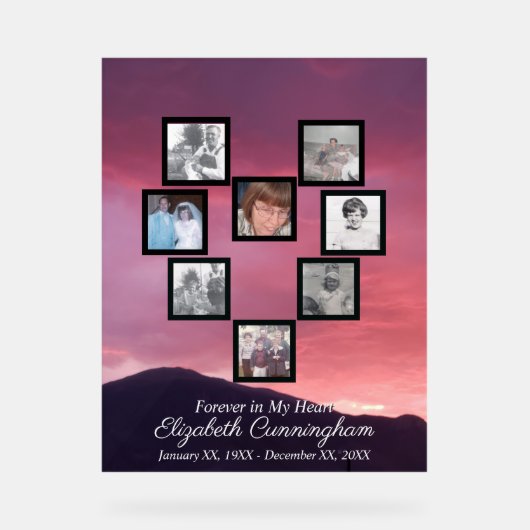 Pink Clouds at Sunset Photo Collage Heart   アクリルサイン (正面)