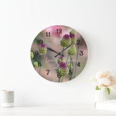 Pink Clover Flowers Photography   ラージ壁時計 (ホーム)