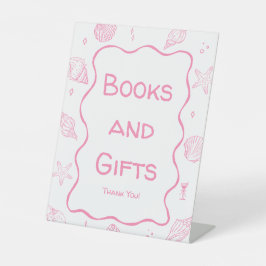 Pink Coastal Baby Shower Books and Gifts  台座サイン