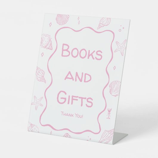 Pink Coastal Baby Shower Books and Gifts  台座サイン (正面)