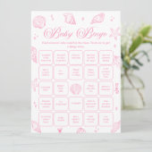 Pink Coastal Baby Shower Find the Guest Bingo Game 招待状 (スタンド正面)