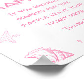 Pink Coastal Beach Baby Shower Diaper Raffle  ポスター (角)