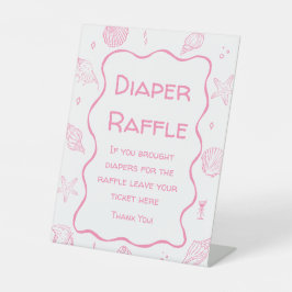 Pink Coastal Beach Baby Shower Diaper Raffle 台座サイン