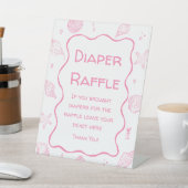 Pink Coastal Beach Baby Shower Diaper Raffle 台座サイン (インサイチュ)