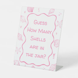 Pink Coastal Beach Baby Shower Guess How Many  台座サイン