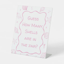 Pink Coastal Beach Baby Shower Guess How Many  台座サイン