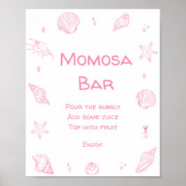 Pink Coastal Beach Baby Shower Momosa Bar ポスター
