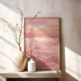 Pink Coastal Sunset Abstract キャンバスプリント