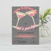 Pink Cocktail 40th Birthday Invitation セーブザデート (スタンド正面)