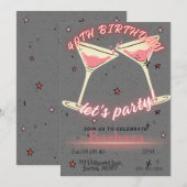 Pink Cocktail 40th Birthday Invitation セーブザデート (正面/裏面)