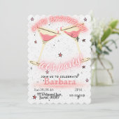 Pink Cocktail 40th Birthday Invitation セーブザデート (スタンド正面)