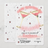 Pink Cocktail 40th Birthday Invitation セーブザデート (正面/裏面)